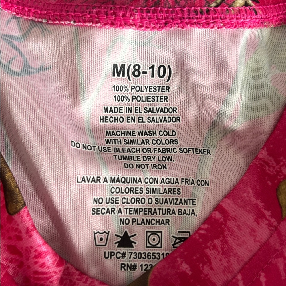 Pink Camo Print V-Neck Women's Top - Picture 2 of 2